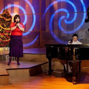Peter accompanying Romanian jazz singer and TV personality Ozana Barabancea